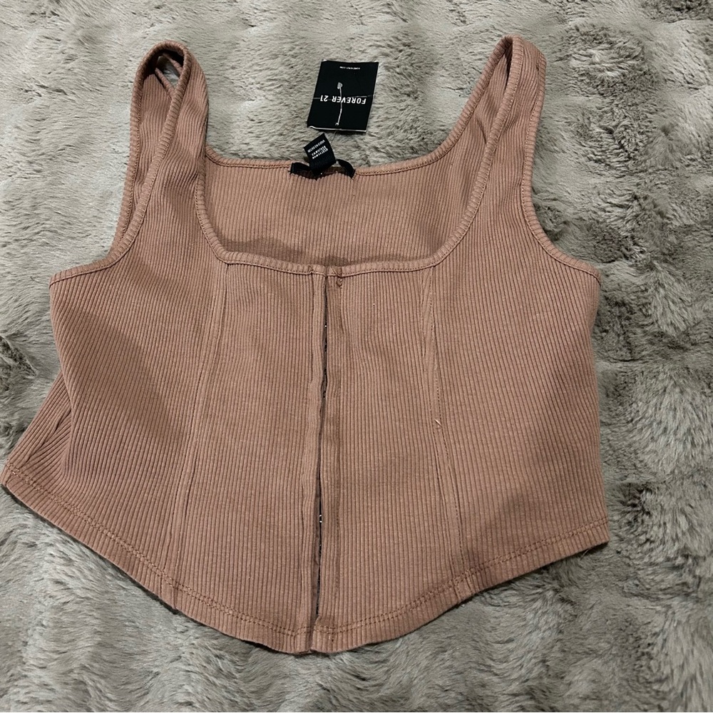 Forever 21 Ribbed Brown Crop Top
